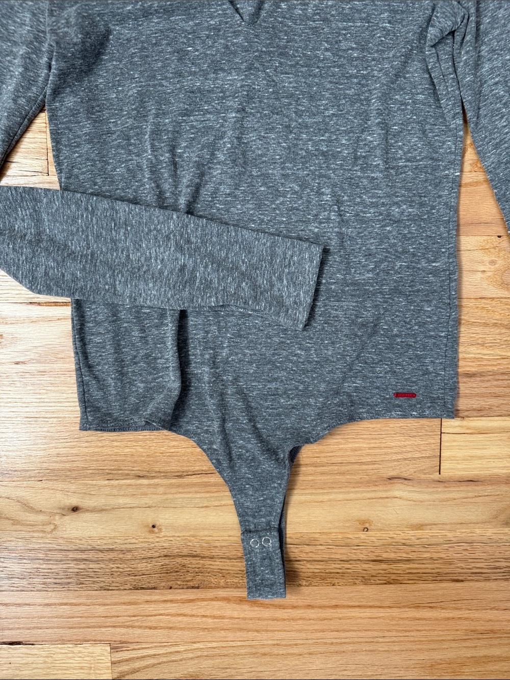 Heather Gray Long-Sleeve V-Notch Bodysuit - Picture 3 of 5